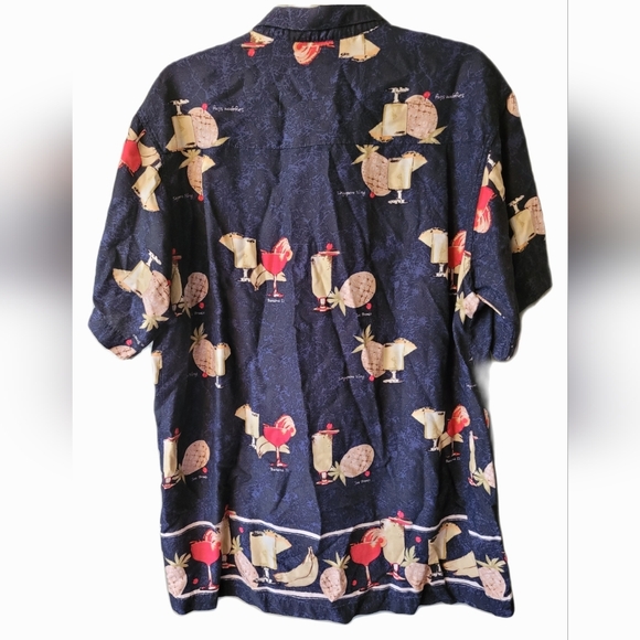 Men's Vintage Navy Tropical Hawaiian Shirt Resortwear Vacation Spring Break - Picture 3 of 3